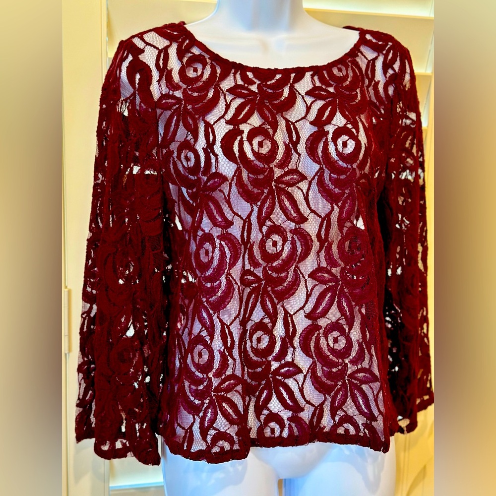 INC International Concepts Lace Crop Evening Top - XL